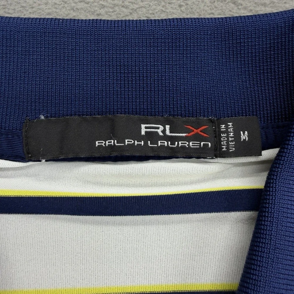 Ralph Lauren RLX PGA Senior Championship Polo Shirt Mens M‎ White Navy Striped